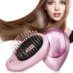 携帯用電動ヘアイオニックブラシ ヘアストレートナーブラシ マイナスイオンコーム 静電気防止マッサージ ミニストレートヘアコーム ピンク、グリーン