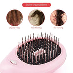 携帯用電動ヘアイオニックブラシ ヘアストレートナーブラシ マイナスイオンコーム 静電気防止マッサージ ミニストレートヘアコーム ピンク、グリーン
