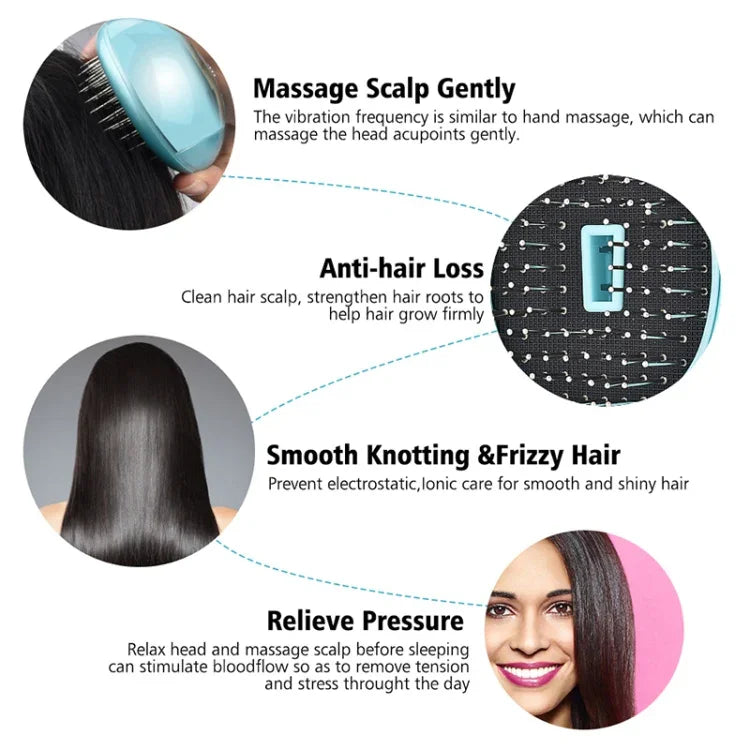携帯用電動ヘアイオニックブラシ ヘアストレートナーブラシ マイナスイオンコーム 静電気防止マッサージ ミニストレートヘアコーム ピンク、グリーン