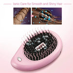 携帯用電動ヘアイオニックブラシ ヘアストレートナーブラシ マイナスイオンコーム 静電気防止マッサージ ミニストレートヘアコーム ピンク、グリーン