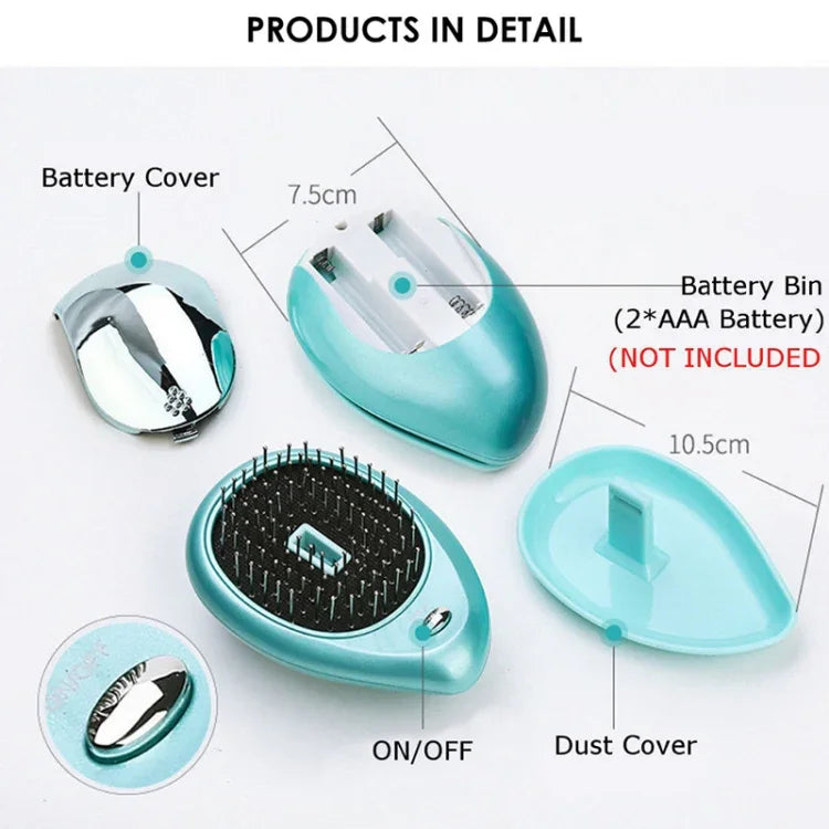 携帯用電動ヘアイオニックブラシ ヘアストレートナーブラシ マイナスイオンコーム 静電気防止マッサージ ミニストレートヘアコーム ピンク、グリーン