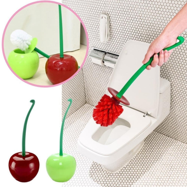 さくらんぼ形トイレブラシ バスルームクリエイティブかわいい便器ブラシ トイレ掃除キット 赤、緑