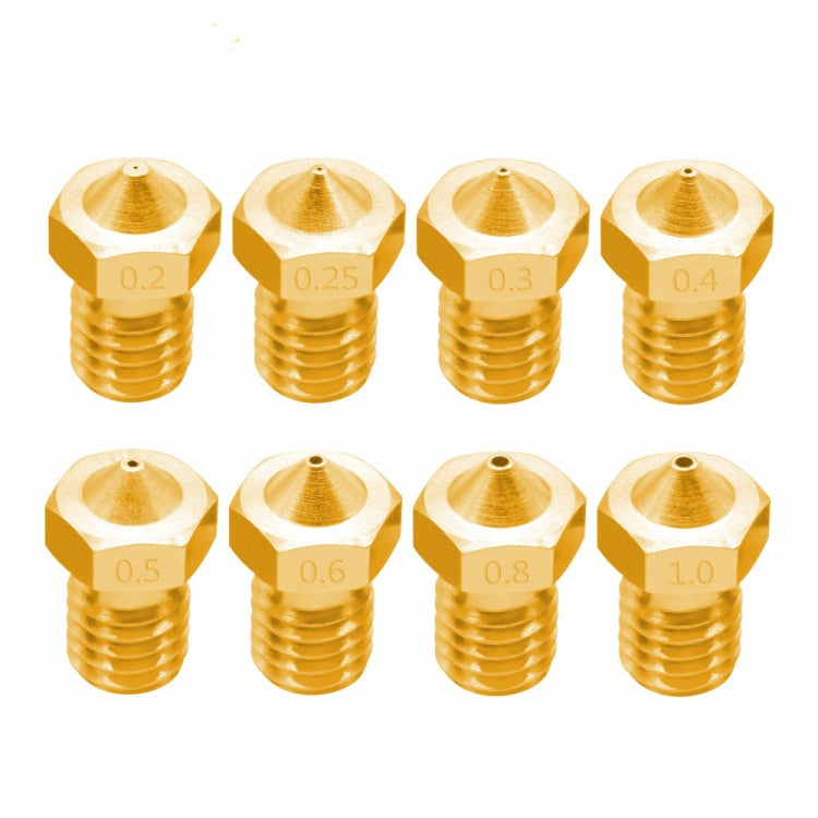 8個セット ブガッティ 3Dプリンターアクセサリー E3D-V5 V6 ノズル M6ねじ 消耗品 ホットノズル、1.75/0.2mm、1.75/0.25mm、1.75/0.3mm、1.75/0.35mm、1.75/0.4mm、1.75/0.5mm、1.75/0.6mm、1.75/0.8mm、1.75/1.0mm、3/0.2mm、3/0.3mm、3/0.4mm、3/0.5mm、3/0.6mm、3/0.8mm