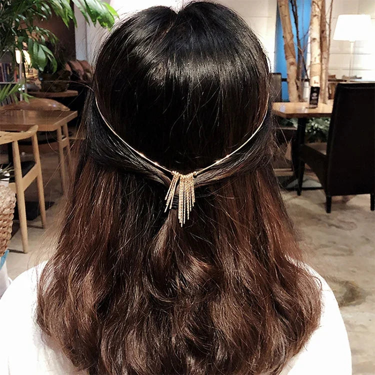 女性用ファッションヘッドバンド クリスタル合金ヘアバンド バックホルダー