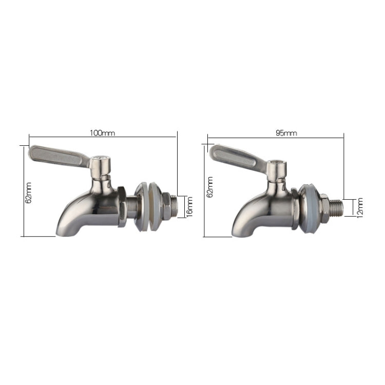 ドリンクディスペンサー 飲料 ワイン樽用タップ スピゴット ステンレス製 コーヒージュース蛇口、12mm、16mm