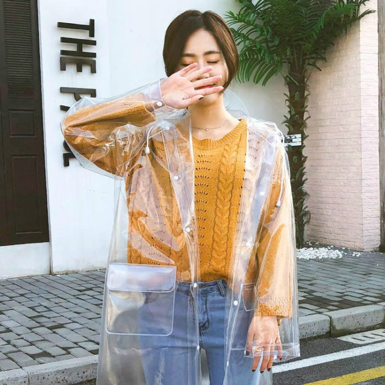 スタイリッシュポータブルアウトドア透明EVAレインコート、M、L、XL