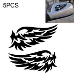 5 PCS Guardian Angel Wings Lovely Reflective Car Stickers Fashion Car Rearview Mirror For Strip Subsection, Black, White