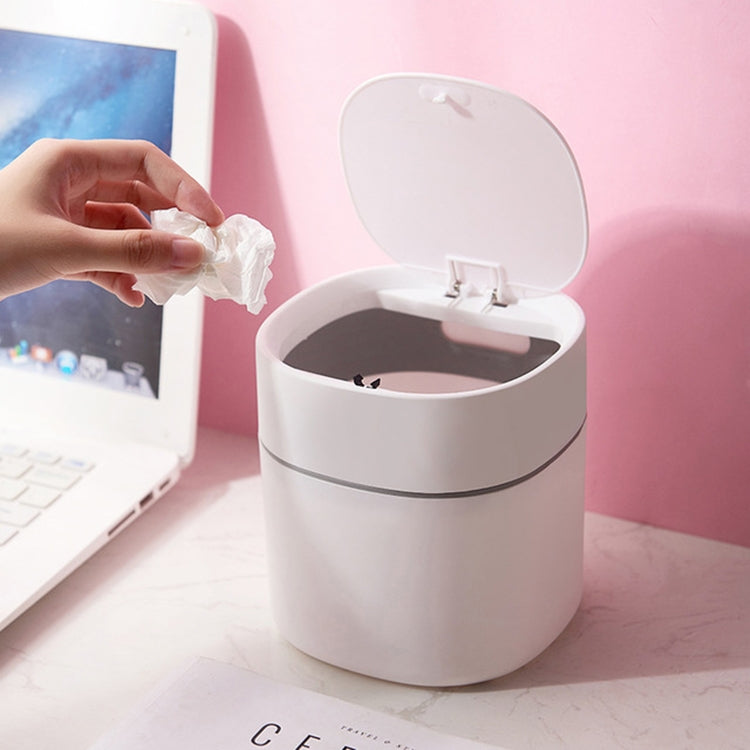 家庭用ミニデスクトップゴミ箱 蓋付きゴミ収納清掃シリンダーボックス、プッシュ式、フリップリップ