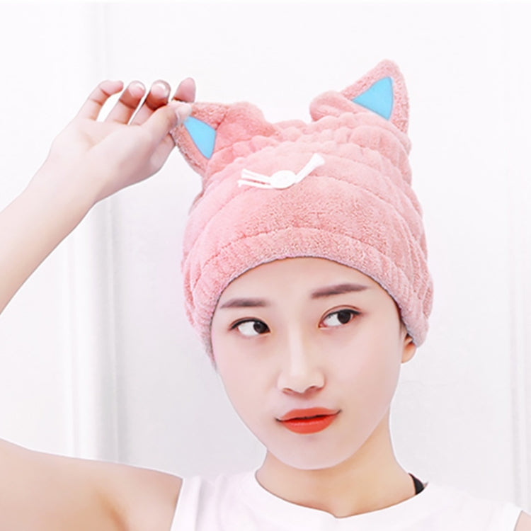 コーラルフリース柔らか吸収性猫耳ドライヘアキャップ 厚手大人用シャワーキャップ