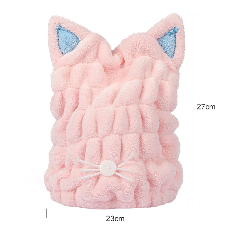 コーラルフリース柔らか吸収性猫耳ドライヘアキャップ 厚手大人用シャワーキャップ