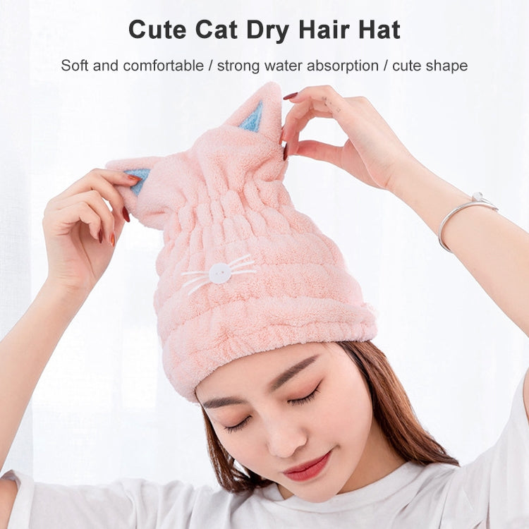 コーラルフリース柔らか吸収性猫耳ドライヘアキャップ 厚手大人用シャワーキャップ