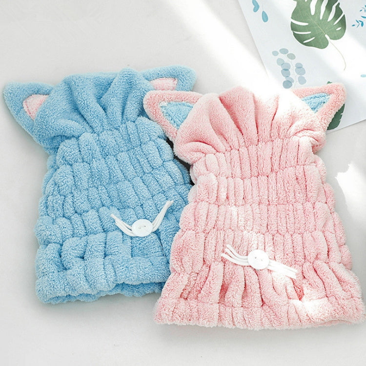 コーラルフリース柔らか吸収性猫耳ドライヘアキャップ 厚手大人用シャワーキャップ
