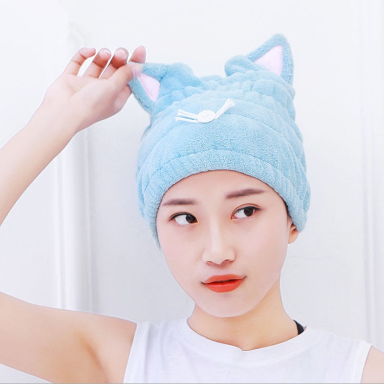 コーラルフリース柔らか吸収性猫耳ドライヘアキャップ 厚手大人用シャワーキャップ