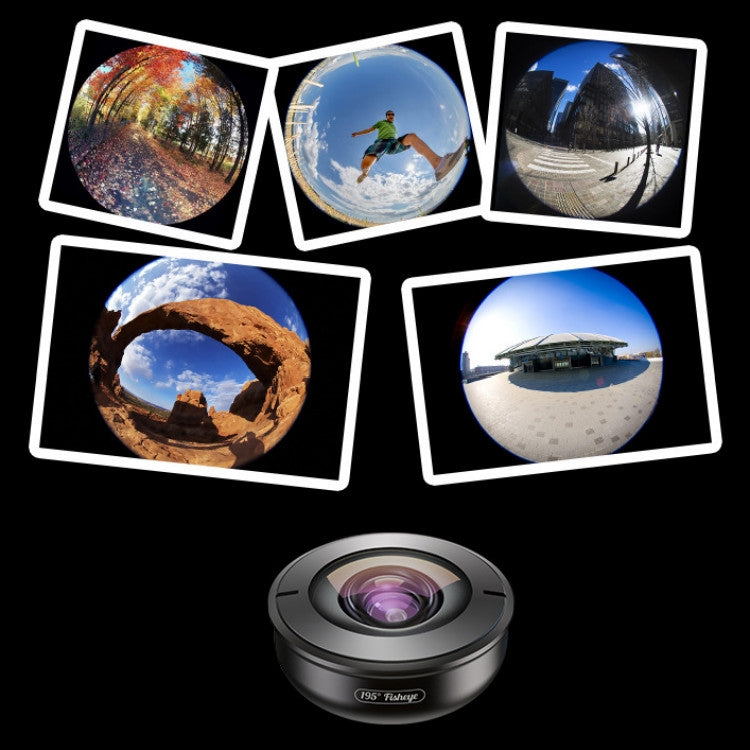 APEXEL APL-HB195 195度魚眼 プロフェッショナルHD外付け携帯電話用ユニバーサルレンズ、195度魚眼