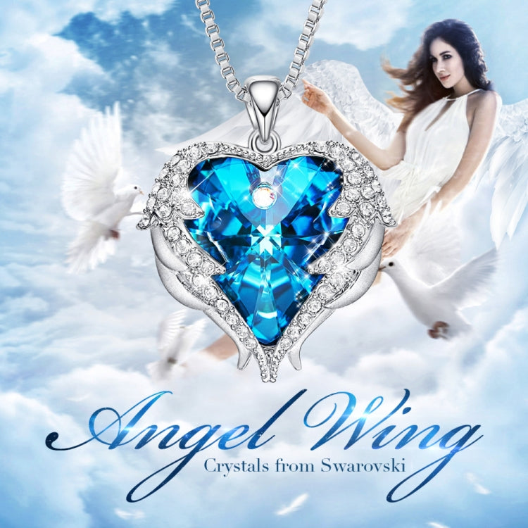 Women Fashion Angel Wings Crystals Heart Necklaces