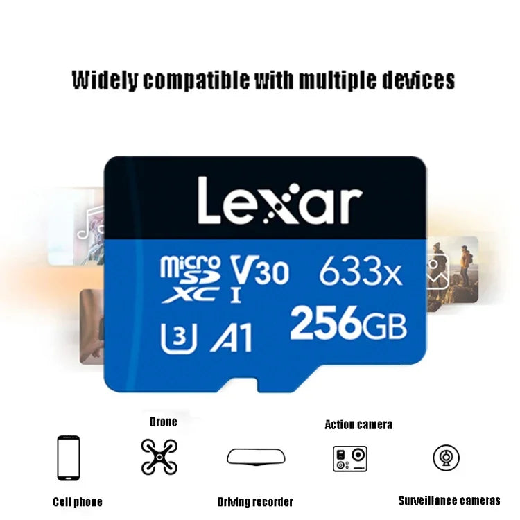 Lexar 633x 256GB高速携帯電話カメラ用メモリーTFカード スイッチ拡張ドライブレコーダー専用ストレージフラッシュメモリーカード、256GB
