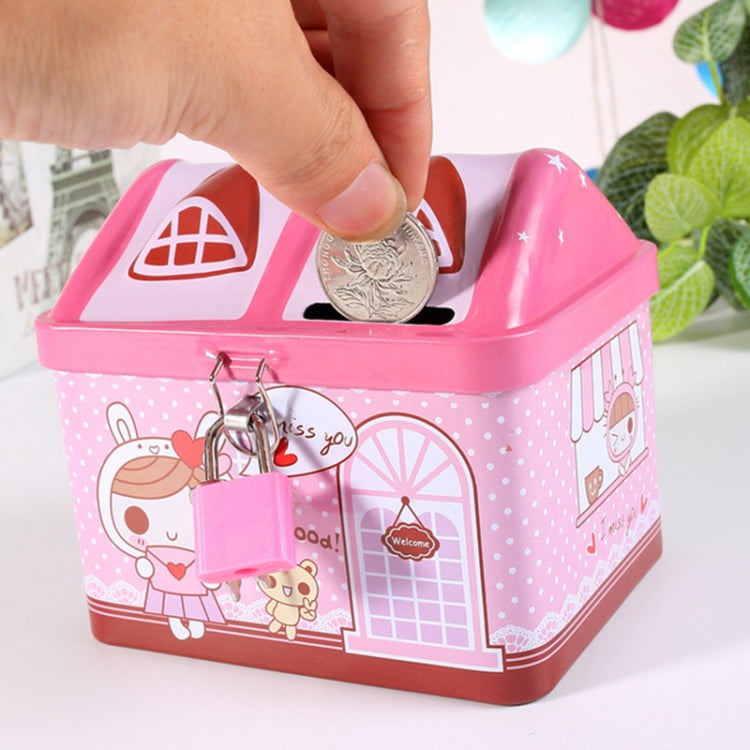 子供用キャラクター貯金箱 小銭収納ハウス 貯金箱 ピンク、ブルー