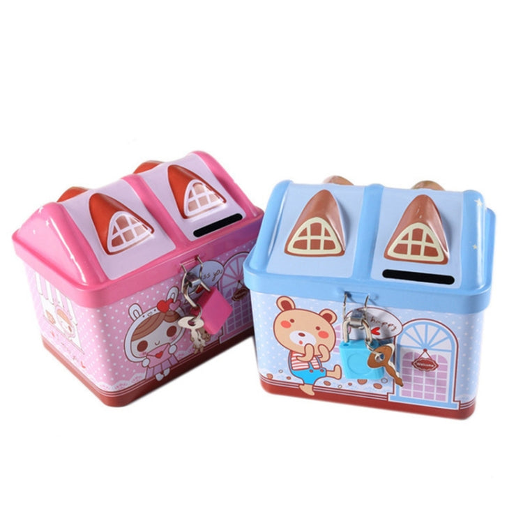 子供用キャラクター貯金箱 小銭収納ハウス 貯金箱 ピンク、ブルー