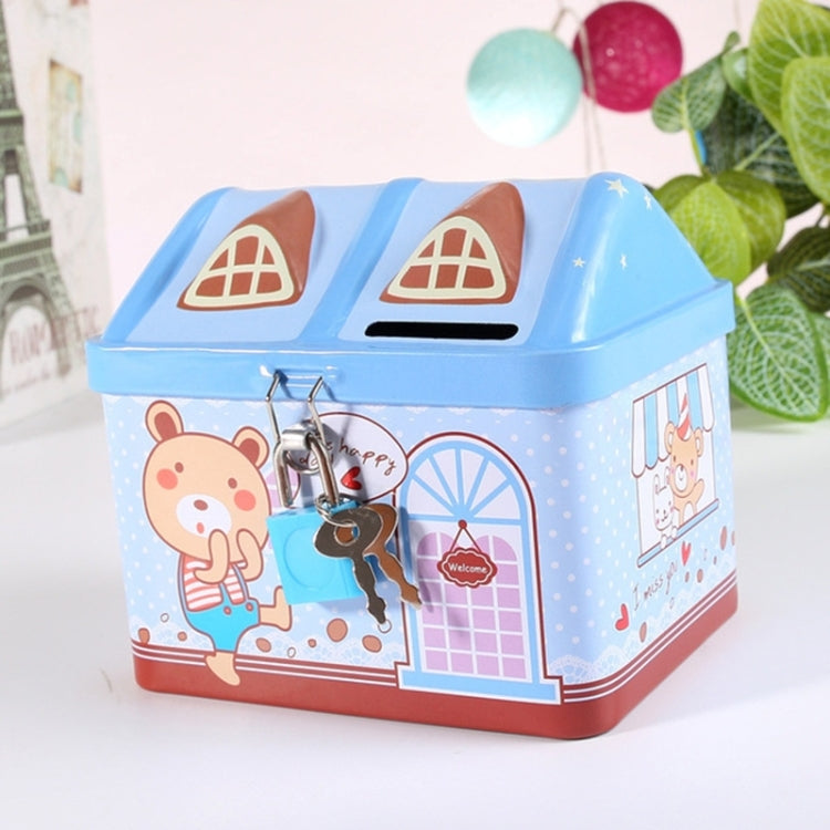 子供用キャラクター貯金箱 小銭収納ハウス 貯金箱 ピンク、ブルー