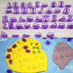 40個セット アルファベット数字プラスチック クッキーモールド 記号 フォンダント ケーキ装飾用プリントモールド、アルファベット数字形状