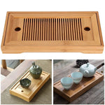 竹製茶托 功夫茶アクセサリー 茶托テーブル 排水ラック付き、竹製茶托