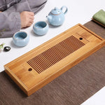 竹製茶托 功夫茶アクセサリー 茶托テーブル 排水ラック付き、竹製茶托