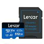 Lexar 633x 512GB高速フラッシュメモリーカード スポーツカメラ携帯電話用TFカード 車載ドライブレコーダーメモリーカード、512GB