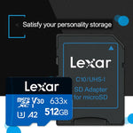 Lexar 633x 512GB高速フラッシュメモリーカード スポーツカメラ携帯電話用TFカード 車載ドライブレコーダーメモリーカード、512GB