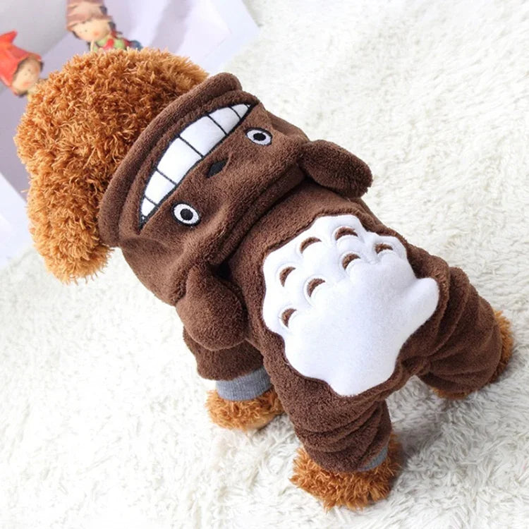ペット用コーラルフリース衣装 かわいいチンチラ犬用暖かいコート XS、S、M、L、XL、2XL