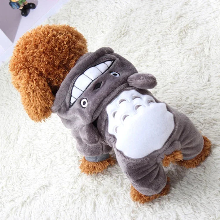 ペット用コーラルフリース衣装 かわいいチンチラ犬用暖かいコート XS、S、M、L、XL、2XL