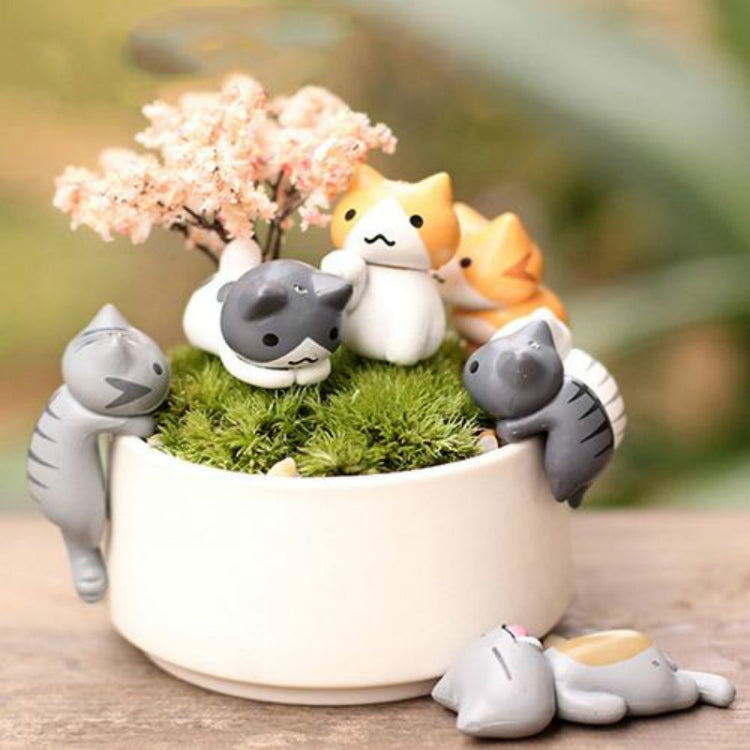 2セット 多肉植物鉢 コケ マイクロランドスケープ ドール かわいい猫装飾 ドールケーキ DIY組立装飾 かわいい猫ドール装飾