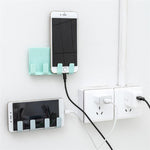 実用的な壁貼り電話充電ホルダー ソケット 強力粘着サポートラックシェルフ フック付き