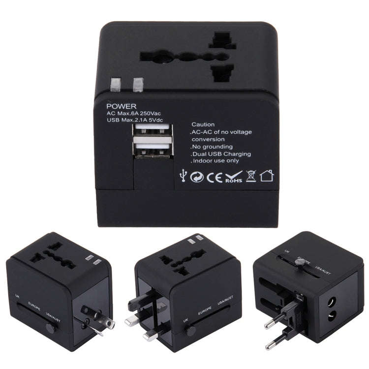 5V 2.1A デュアルUSB 電源ソケット 充電アダプター, UK / EU / US / AUプラグ, 5V 2.1A