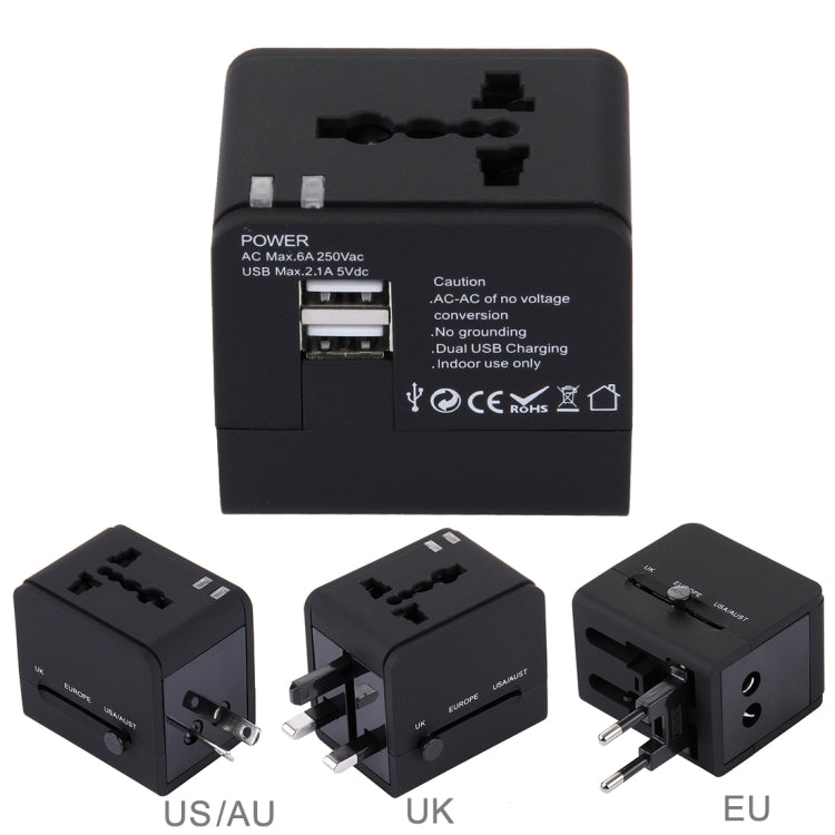 5V 2.1A デュアルUSB 電源ソケット 充電アダプター, UK / EU / US / AUプラグ, 5V 2.1A