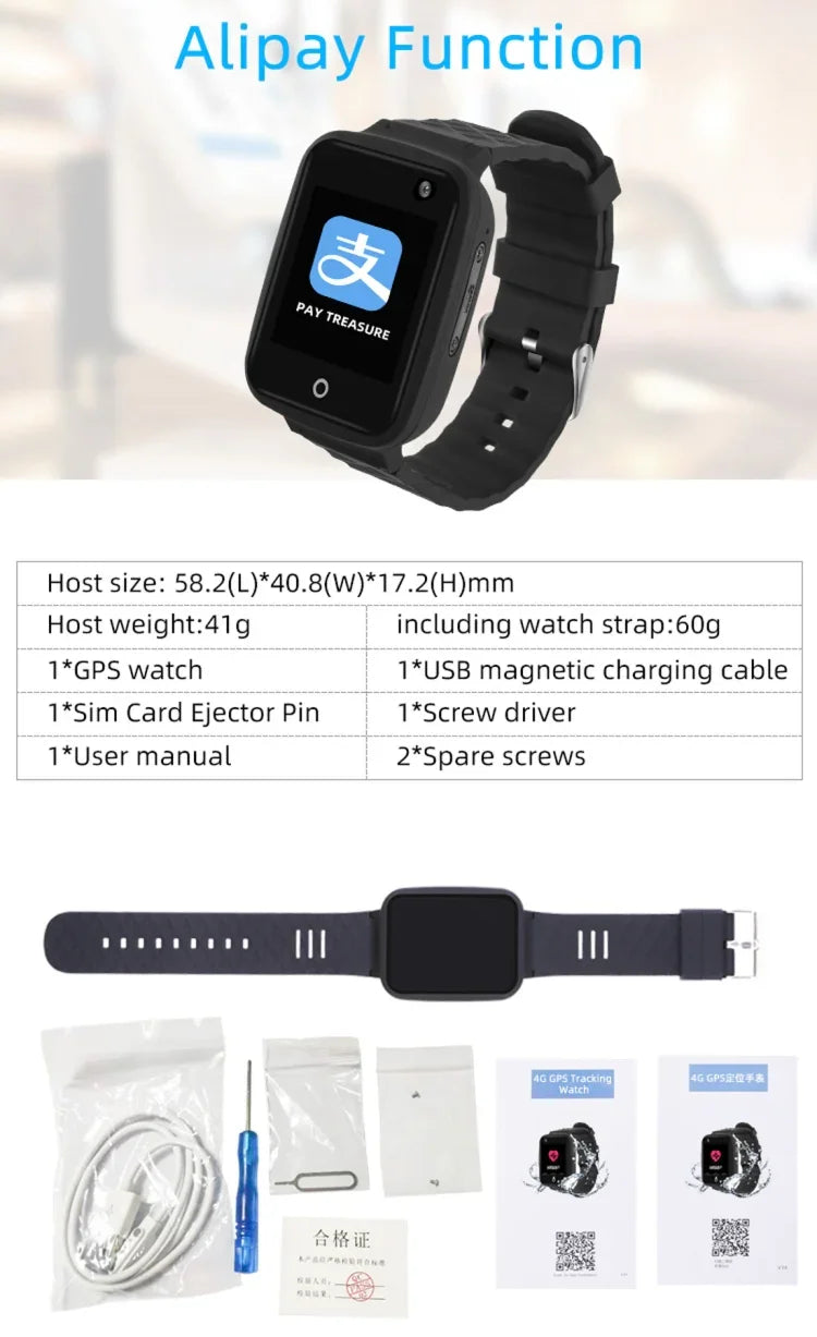 REACHFAR RF-V46-A GPSスマートトラッカー腕時計バンド, SOS / カメラ / 健康管理 / 4G LTE / 血圧 / 心拍数対応, アジア / ヨーロッパ / アフリカ / オーストラリア用, RF-V46-A