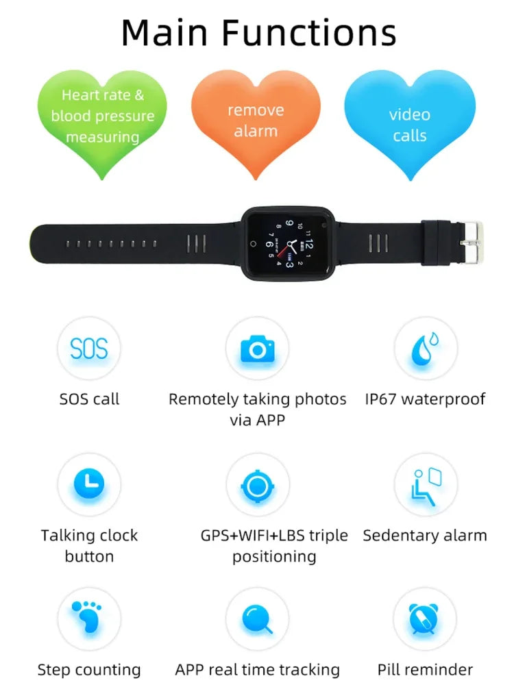 REACHFAR RF-V46-A GPSスマートトラッカー腕時計バンド, SOS / カメラ / 健康管理 / 4G LTE / 血圧 / 心拍数対応, アジア / ヨーロッパ / アフリカ / オーストラリア用, RF-V46-A