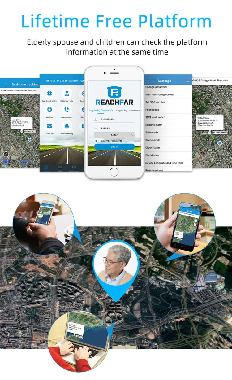 REACHFAR RF-V46-B GPSスマートトラッカー腕時計バンド, SOS / カメラ / 健康管理 / 4G LTE / 血圧 / 心拍数対応, 北米 / 南米用, RF-V46-B