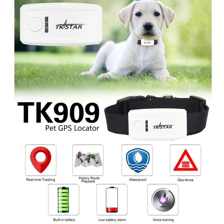 TK-909 GPS／GPRS／GSM ペットロケーター ペット首輪 リアルタイムトラッキングデバイス、TK-909