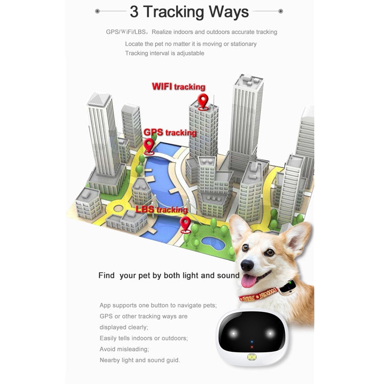 RF-V43 Aスタイル IP67 防水 GPS + LBS + WiFi ペットロケーター ペット首輪 トラッキングデバイス アジア／ヨーロッパ／アフリカ／オーストラリア用、RF-V43 Aスタイル（ブラック）、RF-V43 Aスタイル（ホワイト）