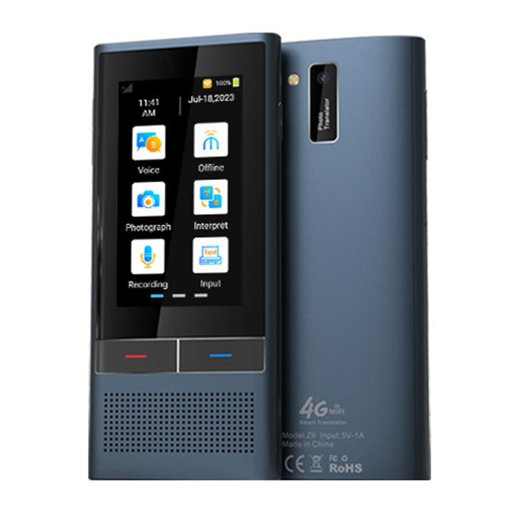Z6 4Gバージョン 3.1インチスクリーン スマート音声翻訳機 ビジネス旅行用 1GB+16GB 138言語相互翻訳対応