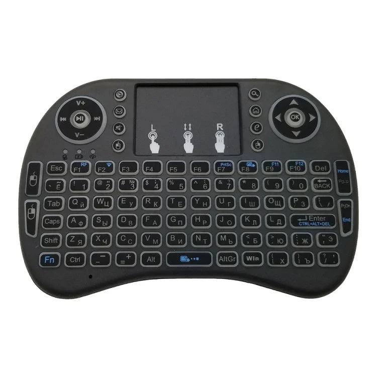 対応言語：ロシア語 i8 エアマウス ワイヤレス バックライトキーボード タッチパッド付き Android TVボックス＆スマートTV＆PCタブレット＆Xbox360＆PS3＆HTPC/IPTV用、ロシア語