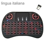 対応言語：イタリア語 i8 エアマウス ワイヤレス バックライトキーボード タッチパッド付き Android TVボックス＆スマートTV＆PCタブレット＆Xbox360＆PS3＆HTPC/IPTV用、イタリア語