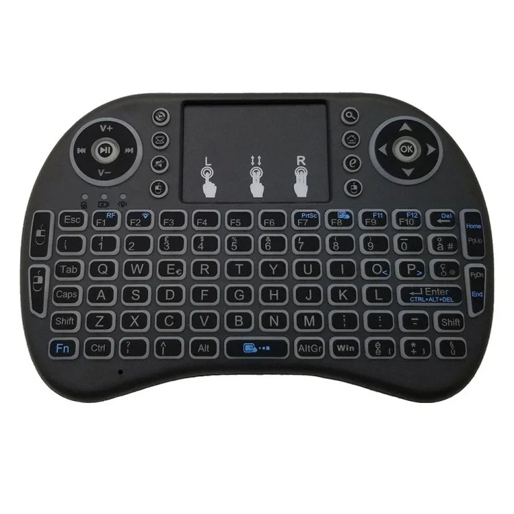 対応言語：イタリア語 i8 エアマウス ワイヤレス バックライトキーボード タッチパッド付き Android TVボックス＆スマートTV＆PCタブレット＆Xbox360＆PS3＆HTPC/IPTV用、イタリア語