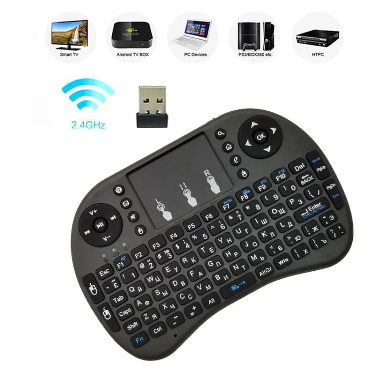 対応言語: ロシア語 i8 エアマウス ワイヤレス キーボード タッチパッド付き Android TVボックス＆スマートTV＆PCタブレット＆Xbox360＆PS3＆HTPC/IPTV用