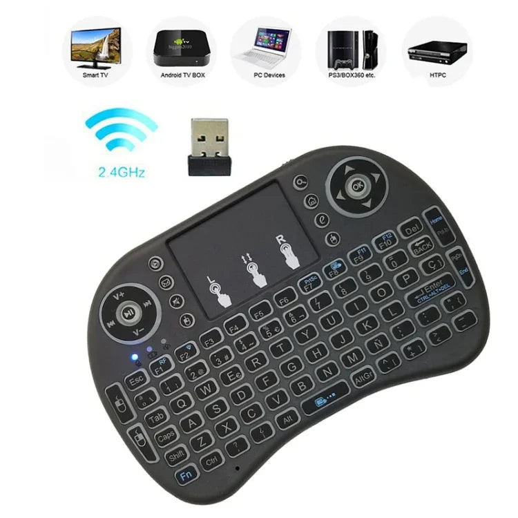 対応言語: スペイン語 i8 エアマウス ワイヤレス キーボード タッチパッド付き Android TVボックス＆スマートTV＆PCタブレット＆Xbox360＆PS3＆HTPC/IPTV用, スペイン語