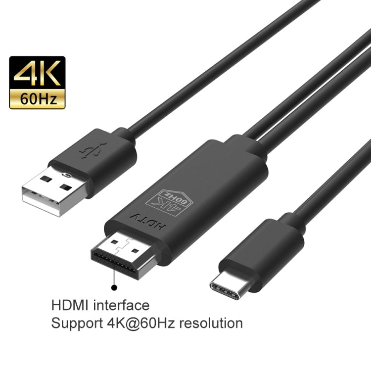 UC502 USB-C / Type-C 4K 60Hz HDTVプラスチックケーブル UC502
