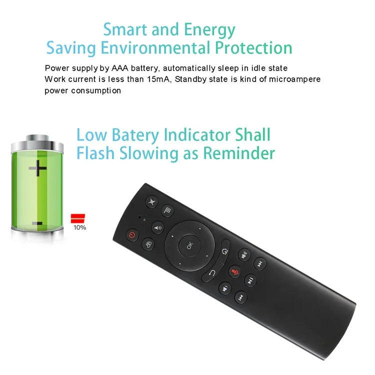 G20S 2.4G エアマウス リモコン 音声入力高忠実度＆IR学習＆6軸ジャイロスコープ搭載 PC＆Android TVボックス＆ノートパソコン＆プロジェクター用、G20S