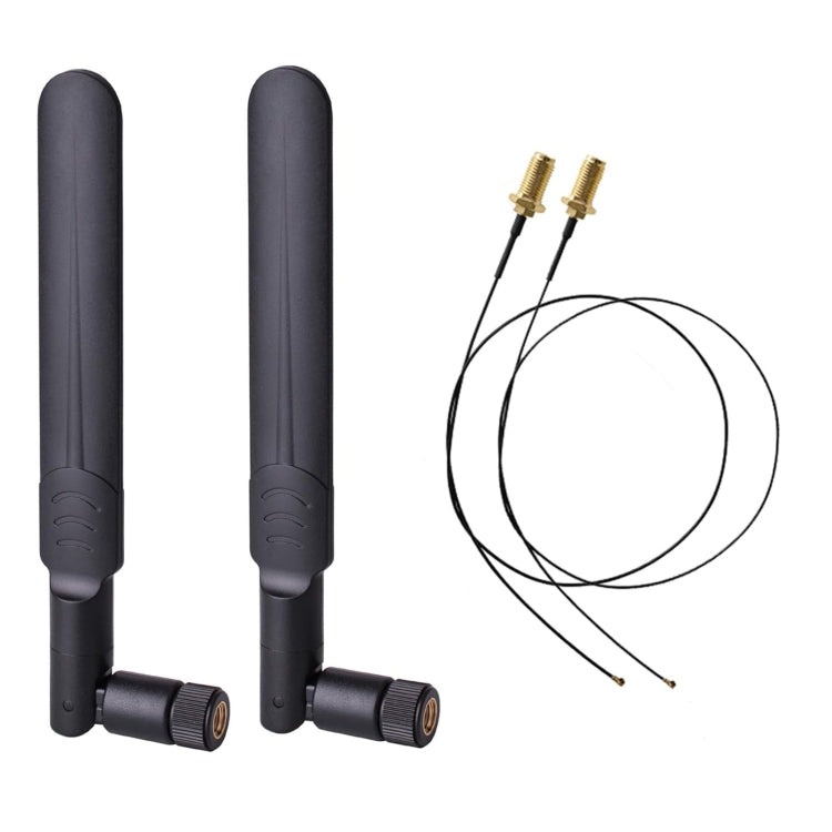 2 x 6dBi 2.4GHz 5GHz デュアルバンド WiFi RP-SMA オスアンテナ + 2 x 35CM RP-SMA IPEX MHF4 ピグテールケーブル M.2 NGFF WiFi WLANカード用、6dBiアンテナ + RP-SMAケーブル