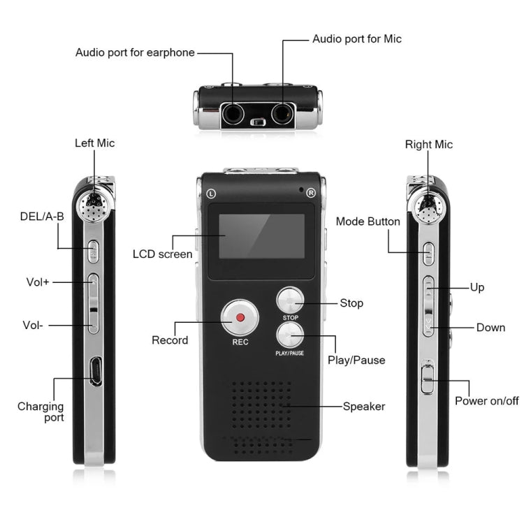 SK012 8GB スマートノイズリダクション HD 音声録音ペン、ブラック 8GB