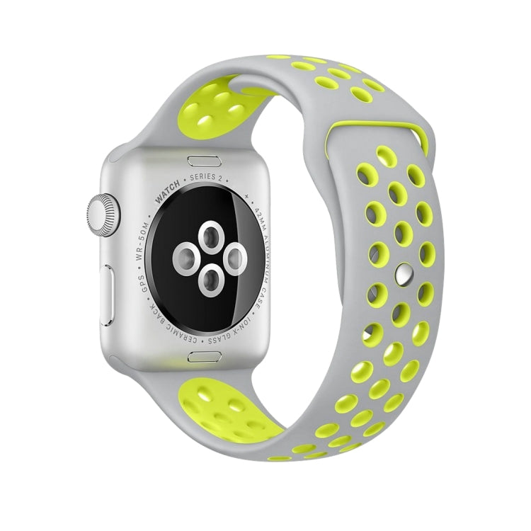 Apple Watch Series 10 42mm / 9&8&7 41mm / SE 3&SE 2&6&SE&5&4 40mm / 3&2&1 38mm用 ファッショナブル クラシック シリコン スポーツウォッチバンド（グレー ホワイト）、WA1230A、WA1230B、WA1230BG、WA1230BH、WA1230BL、WA1230BM、WA1230BR、WA1230BY、WA1230C、WA1230D、WA1230DW